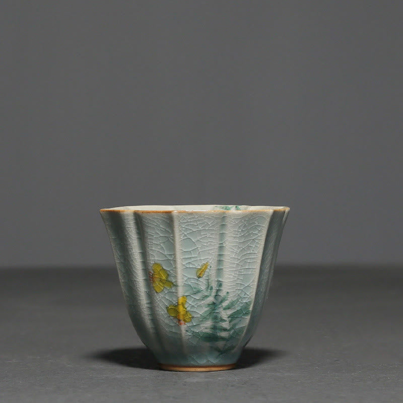 Mythstone Loquat Dogwood Hawthorn Morning Glory Ceramic Teacup Kung Fu Tea Cup