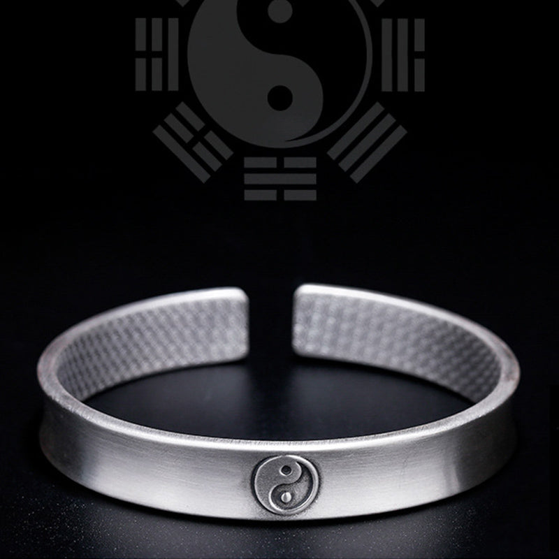 Mythstone 999 Sterling Silver Yin Yang Auspicious Clouds Balance Harmony Bracelet