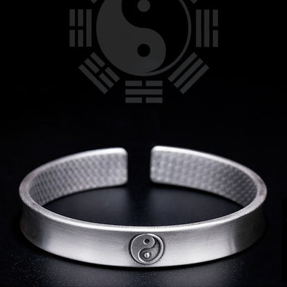 Mythstone 999 Sterling Silver Yin Yang Auspicious Clouds Balance Harmony Bracelet