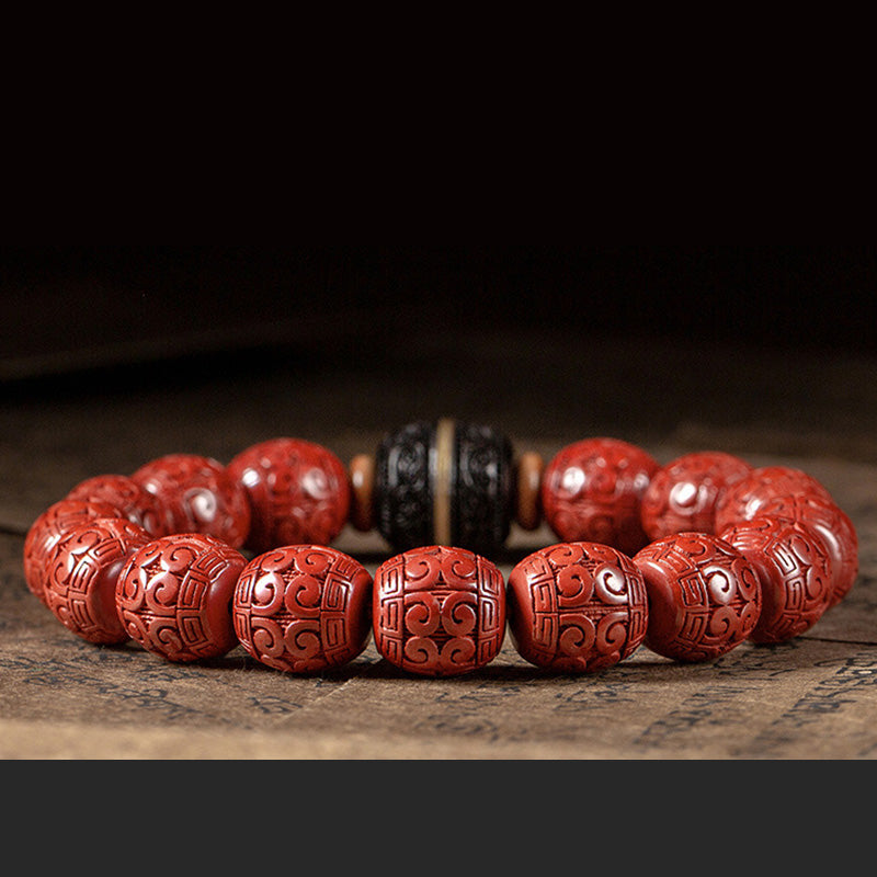 Mythstone Natural Cinnabar Ebony Calm Blessing Bracelet