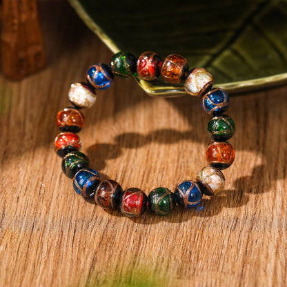 Mythstone Tibetan Classic Liuli Glass Bead Luck Wealth Bracelet