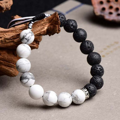 Pulsera de protección con piedra de lava Yin Yang Mythstone