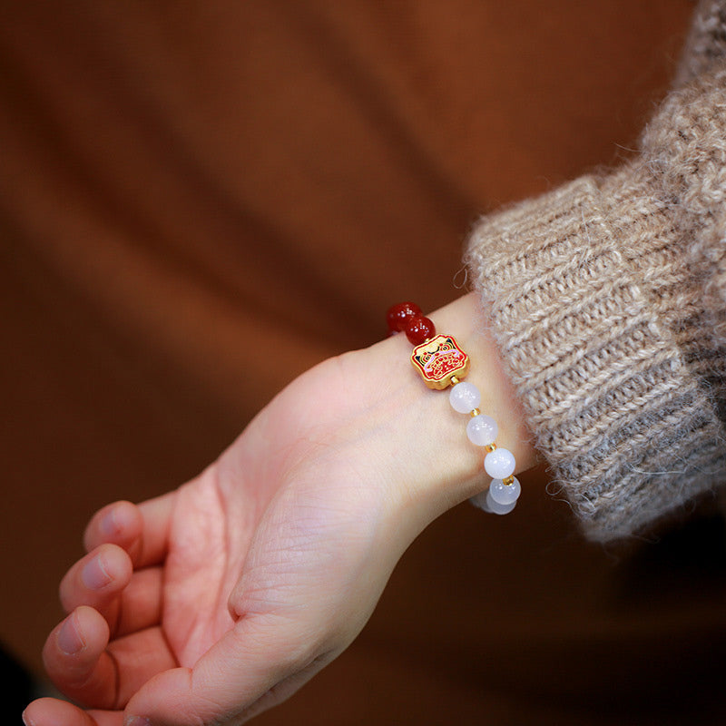 Mythstone Red Agate White Agate Strength Healing Bracelet