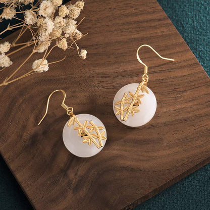 Mythstone FengShui White Jade Fortune Earrings