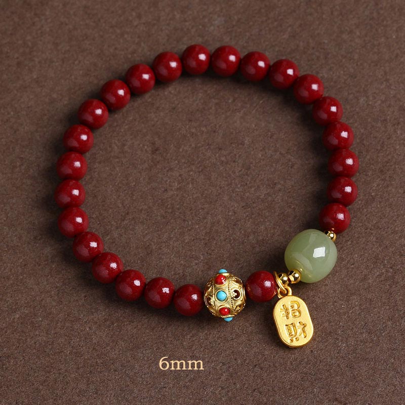 Mythstone Cinnabar Green Aventurine Fortune Protection Charm Bracelet