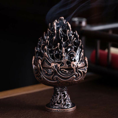 Mythstone Tibetan Mini Mountain Pattern Meditation Copper Alloy Incense Burner