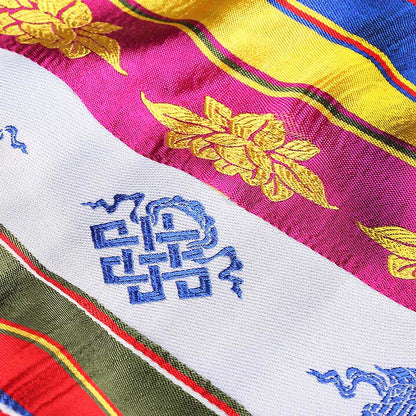 Mythstone Tibetan Lucky Blessing Multicolored Lotus Mantra Jacquard Khata Decoration