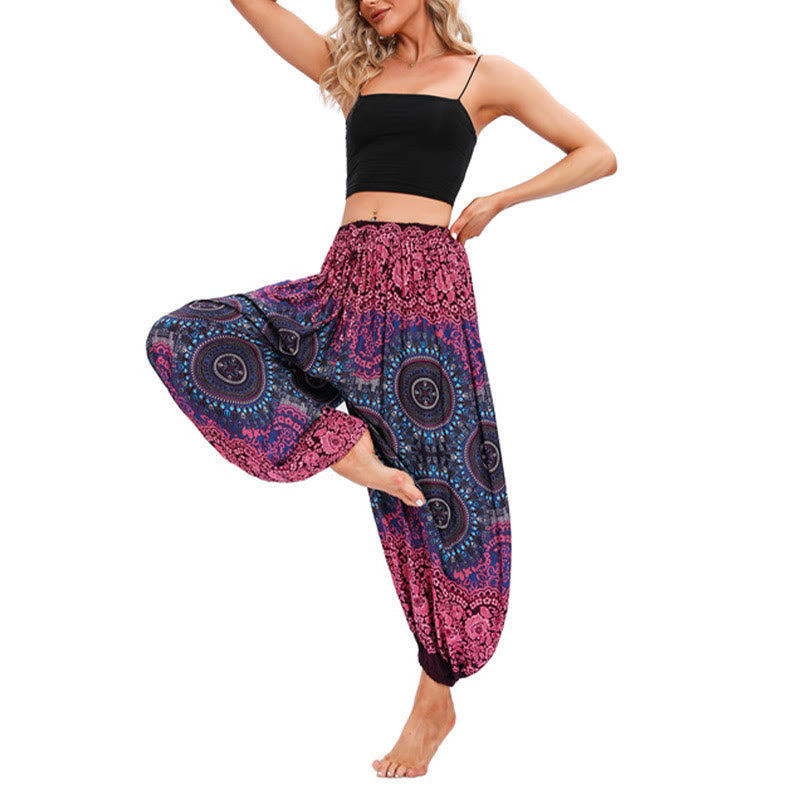 Pantalones de harén con estampado de brújula holgados e informales de Mythstone, pantalones de yoga para mujer 