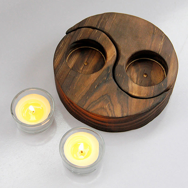 Candelabro de madera Yin Yang de Mythstone, artículos para uso en rituales de meditación 