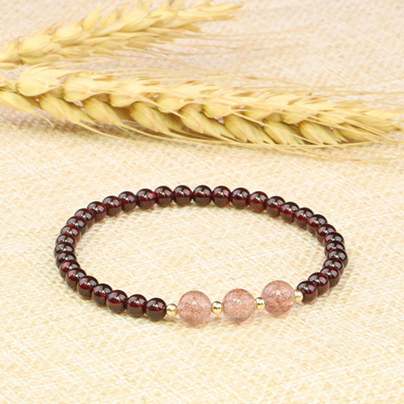 MythStone Natural Garnet Strawberry Quartz Calm Bracelet