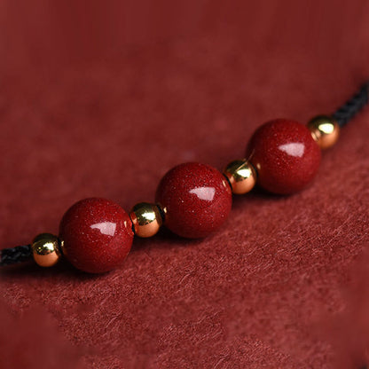 Mytthstone Natural Lucky Cinnabar Bead Blessing String Bracelet Anklet