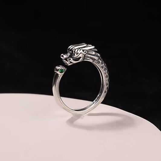 Mythstone Vintage Dragon Design Success Strength Adjustable Ring