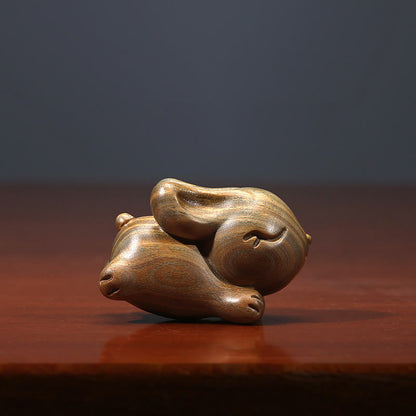 Mythstone Green Sandalwood Small Mini Cute Rabbit Bunny Peace Decorations