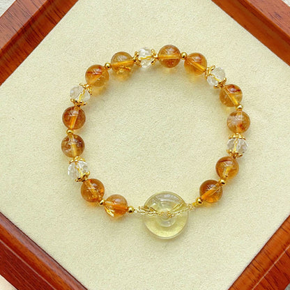 Pulsera de prosperidad con cristal citrino y hebilla de paz Mythstone