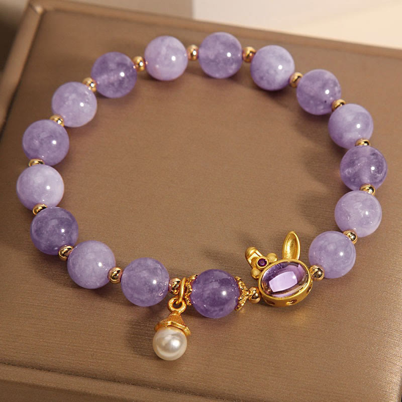 Mythstone Natural Purple Jade Rabbit Happiness Bracelet