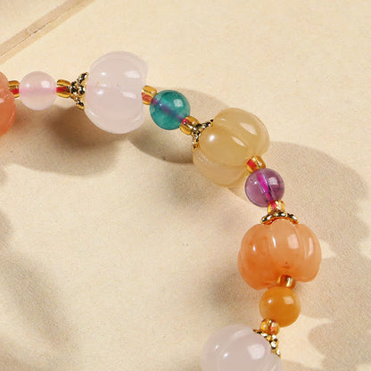 Mythstone Natural Golden Silk Jade Crystals Gourd Pixiu Pumpkin Beads Wealth Charm Bracelet