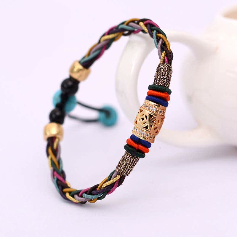 Pulsera de hilo de cobre con ocho hilos y nudo tibetano hecha a mano Mythstone