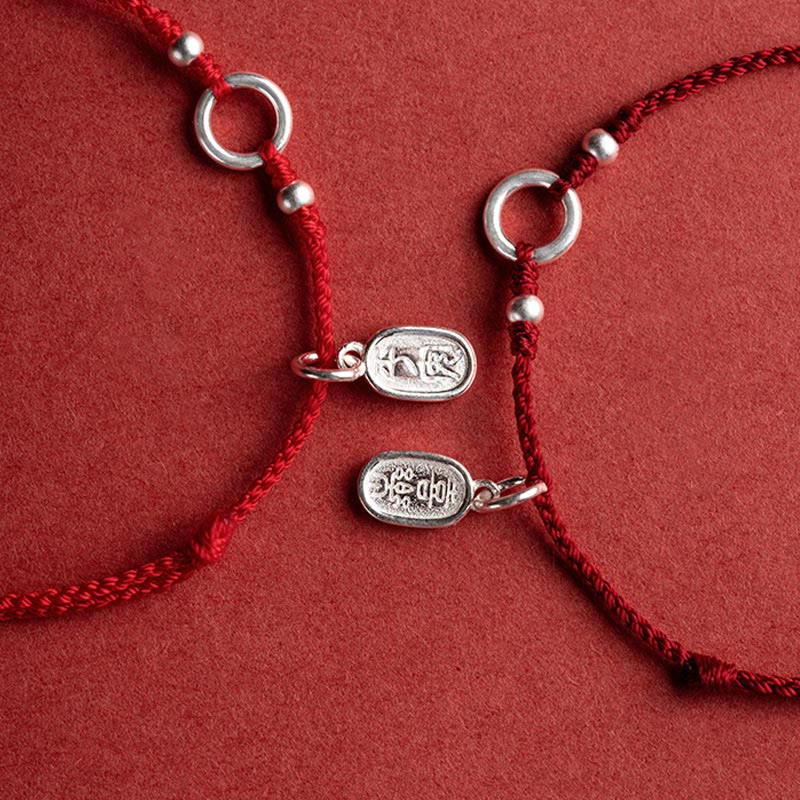 Mythstone 925 Sterling Silver Lucky Fortune Peace Joy Lotus Peace Buckle Red String Bracelet