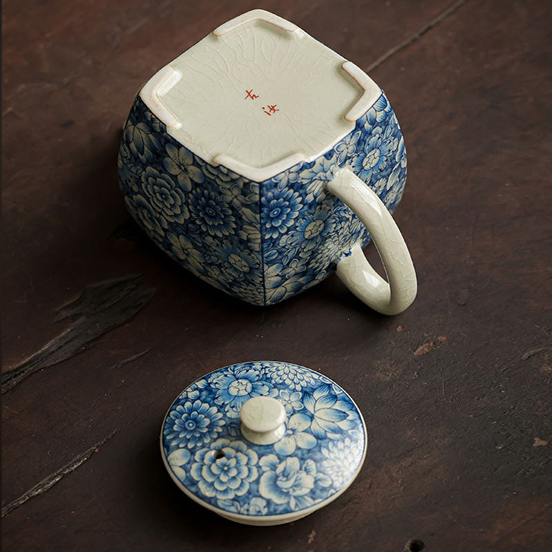 Mythstone Blue and White Porcelain Chinese Gongfu Tea Ceramic Kung Fu Teapot Cup Tea Filter Canister