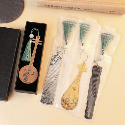 Mythstone Classical Musical Instruments Pipa Guzheng Guqin Ruan Metal Bookmarks Tassel With Gift Box