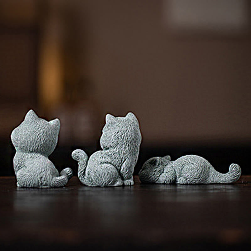 Figura decorativa de escritorio para mascota de té con forma de gato pequeño de Mythstone 