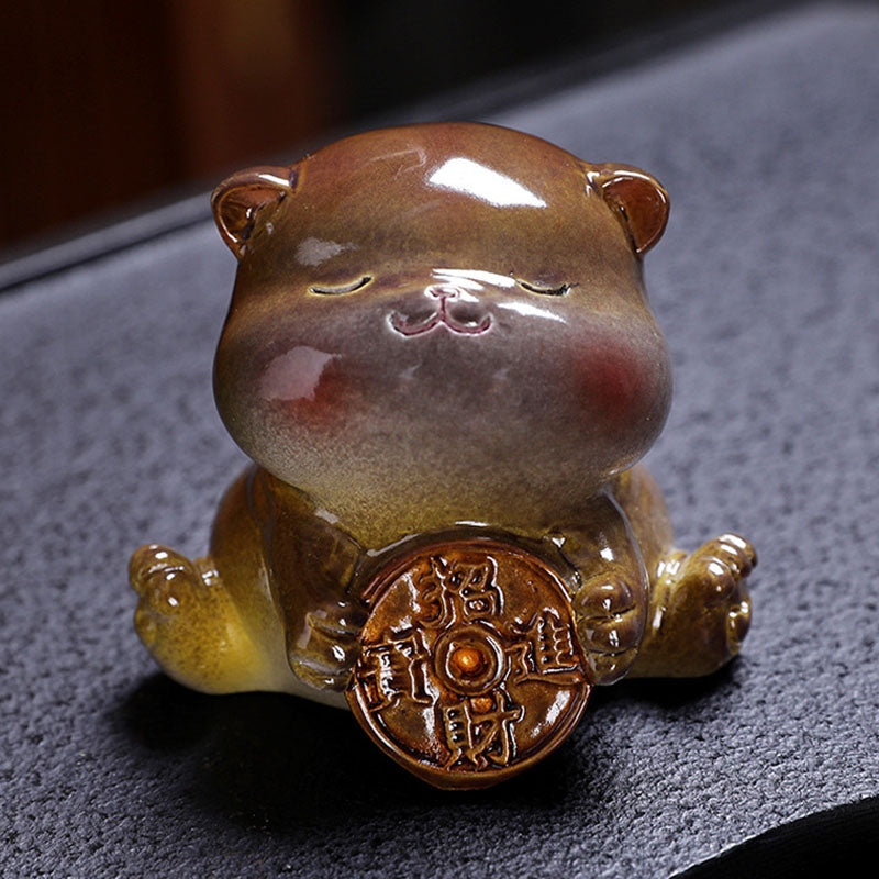 Mythstone Color Changing Cute Mini Cat Resin Tea Pet Wealth Home Figurine Decoration