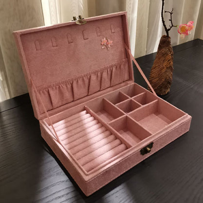 Mythstone Flowers Dragonfly Jewelry Box Organizer Single Layer Jewelry Storage Box Flannel Box