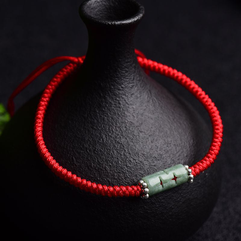 Mythstone Natural Jade Companion Lucky Red String Bracelet