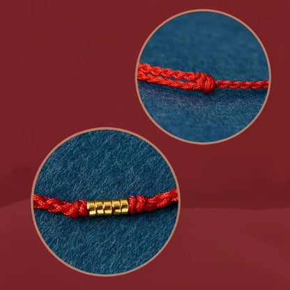 Pulsera de tobillo con hilo trenzado de cuentas doradas de la suerte en plata de ley 925 Mythstone