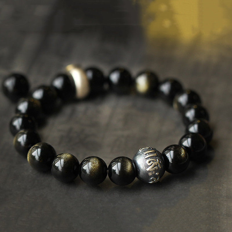 Mythstone Chinese Zodiac Natal Buddha Obsidian Purification Bracelet