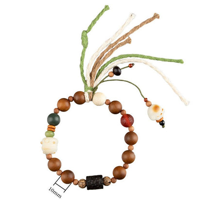 Pulsera con borlas de protección de la buena suerte con forma de garra de gato y semilla de Bodhi de madera con rayo de Mythstone