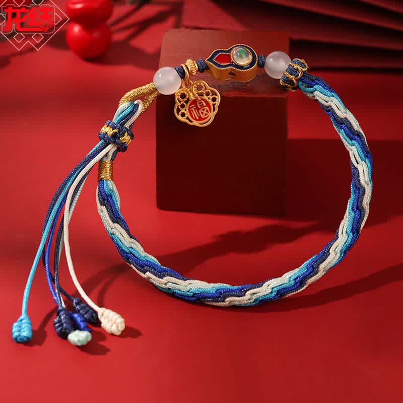 Mythstone 925 Sterling Silver Handmade Gourd Blessing String Reincarnation Knot Bracelet