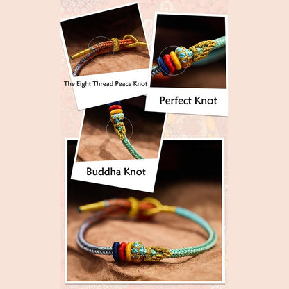 Mythstone Colorful Rope Eight Thread Peace Knot Luck Handmade Bracelet