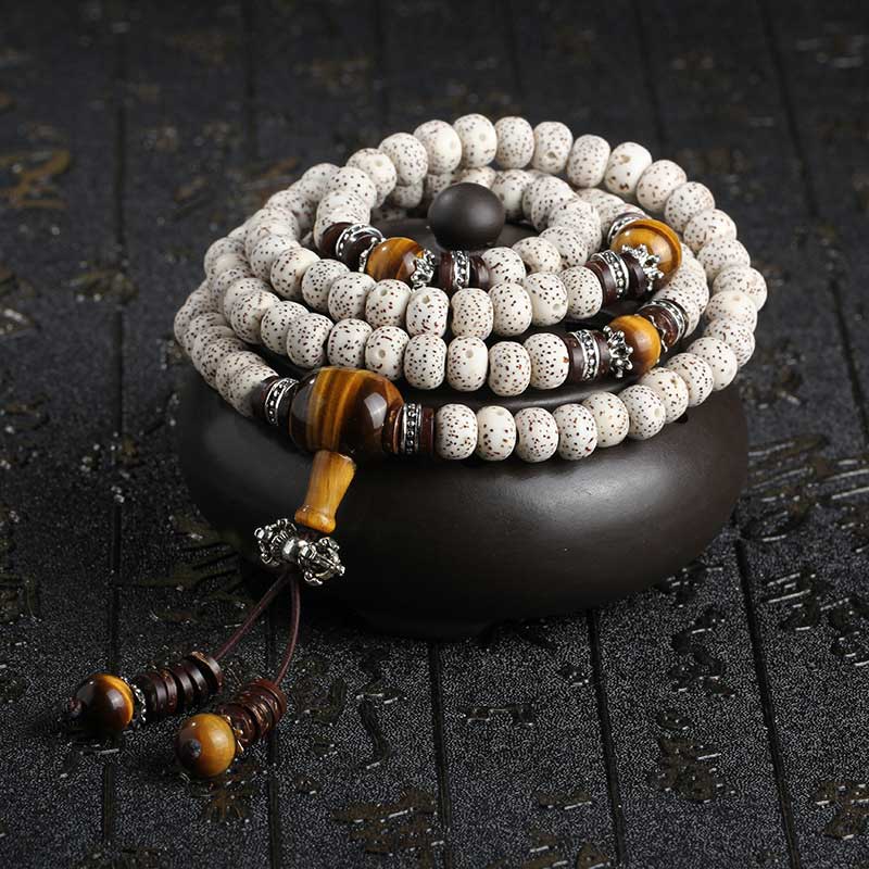 MythStone Handmade Tibetan Tiger Eye Bodhi Seed Peace Bracelet