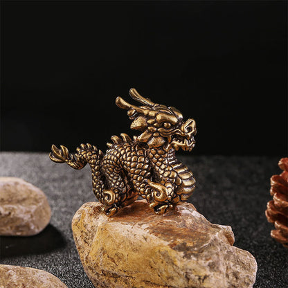 Mythstone Year Of The Dragon Small Auspicious Brass Dragon Luck Success Home Decoration