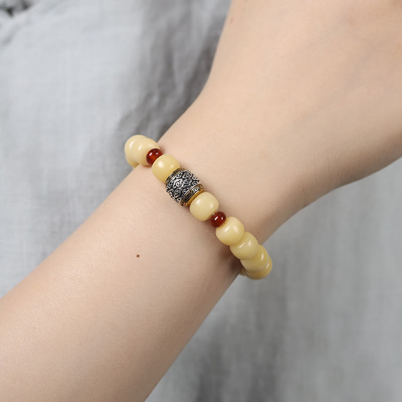 Pulsera de la paz con cuentas de la semilla de Bodhi de piedra mítica y nube auspiciosa con carácter Fu