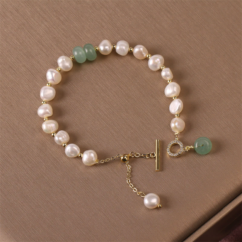 Mythstone Pearl Green Strawberry Quartz Bead Healing Chain Bracelet