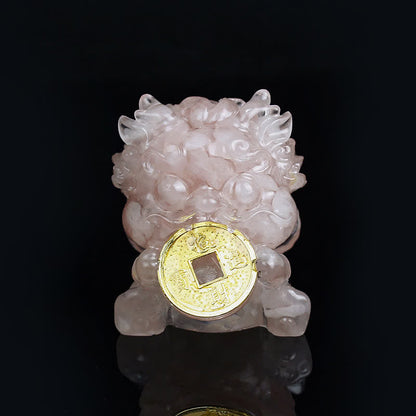 Mythstone Handmade Cute PiXiu Gold Coin Crystal Fengshui Energy Wealth Fortune Home Decoration