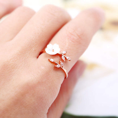 Mythstone Plum Blossom Leaf Pattern Copper Luck Ring