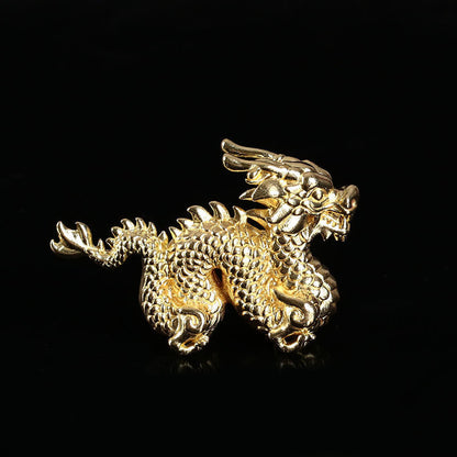 Mythstone Year Of The Dragon Small Auspicious Brass Dragon Luck Success Home Decoration