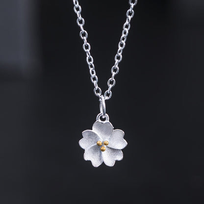 Mythstone 925 Sterling Silver Cherry Blossom Flower Blessing Necklace Pendant