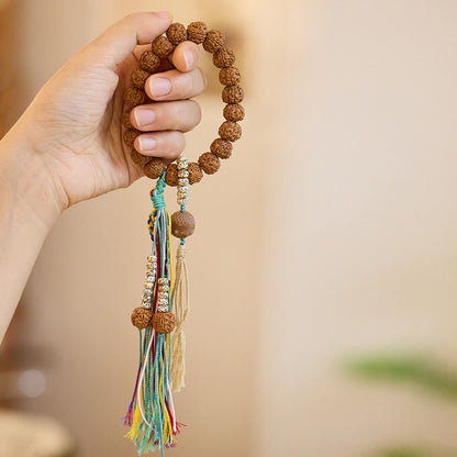 Pulsera de amuleto de la suerte y la riqueza con semillas de Bodhi de Rudraksha del Tíbet Mythstone