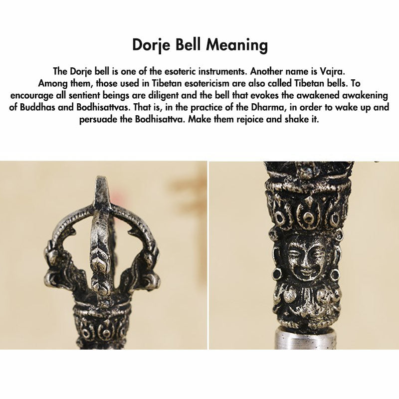 Mythstone Tibetan Meditation Bell and Vajra Dorje Copper Decoration Set