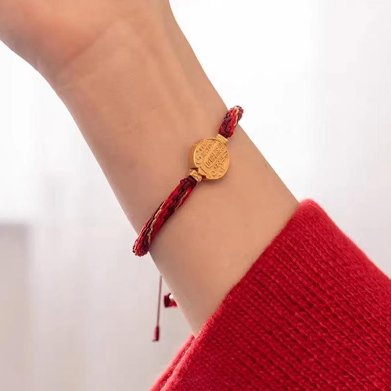 Pulsera trenzada hecha a mano con nudo de reencarnación y protección de la riqueza de los dioses de las cinco direcciones de Mythstone 