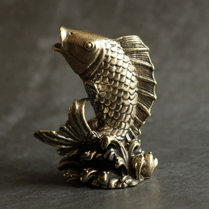 Mythstone Handmade Small Koi Fish Copper Wealth Home Decoration