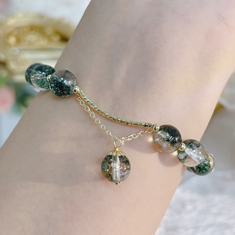 Pulsera con dije de confianza de cristal fantasma verde de MythStone 