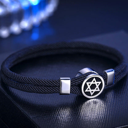 Mythstone 925 Sterling Silver Star of David Calm Balance String Bracelet