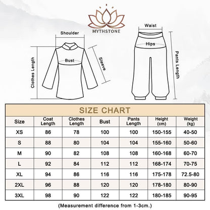 Mythstone 3Pcs Yin Yang Tree Tai Chi Spiritual Zen Practice Meditation Prayer Uniform Unisex Clothing Set