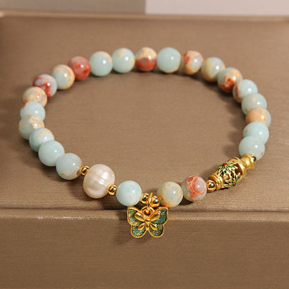 Mythstone Shoushan Stone Pearl Butterfly Wealth Bracelet