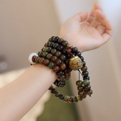 Mythstone 108 Mala Beads Dunhuang Color Bodhi Seed Dzi Bead Keep Away Evil Spirits Bracelet